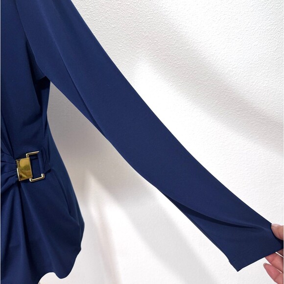 Michael Kors Womens Navy Blue Work Top With Side Cinch Buckle Detail Sz XL READ - Picture 5 of 16